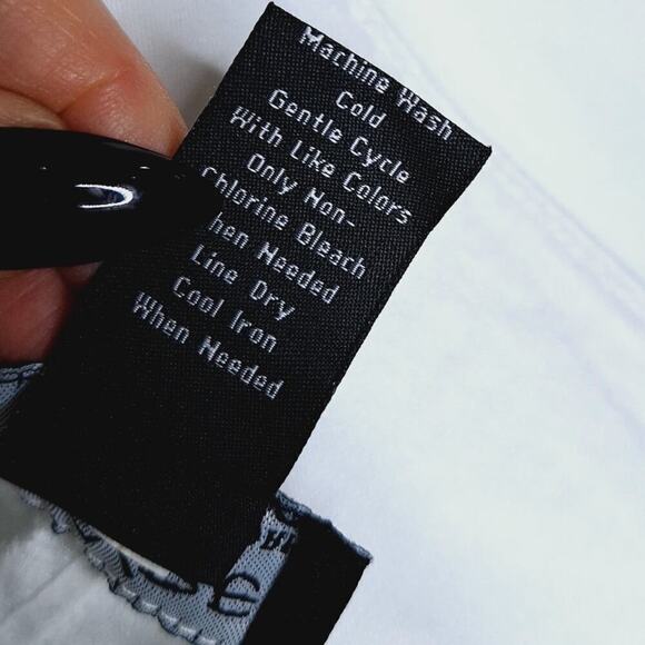 Attyre Caroline Crop Pull On Pants 10 White Rhinestone Cut Out Ankle Stretch - Picture 4 of 7